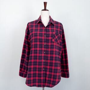 Love Notes Red Plaid Flannel Oversized Button-Up Shirt